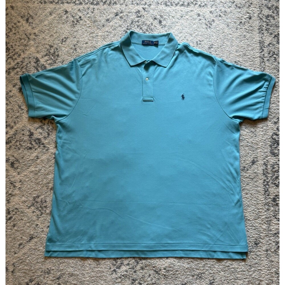 Polo Ralph Lauren Polo Shirt Men 3XB Big Blue Textured Short Sleeve Pony Cotton